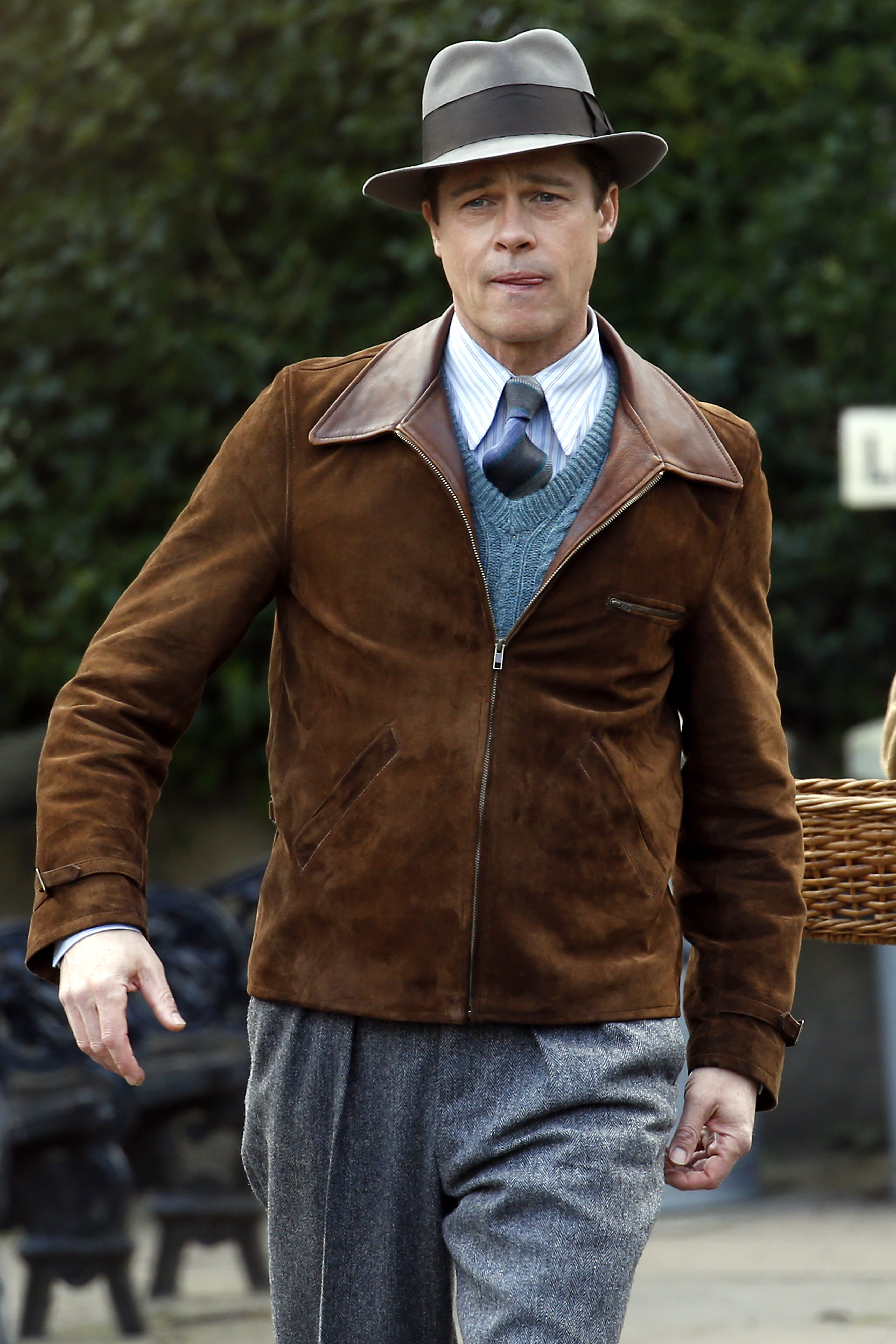 Brad Pitt's Brown Suede Jacket in Allied » BAMF Style