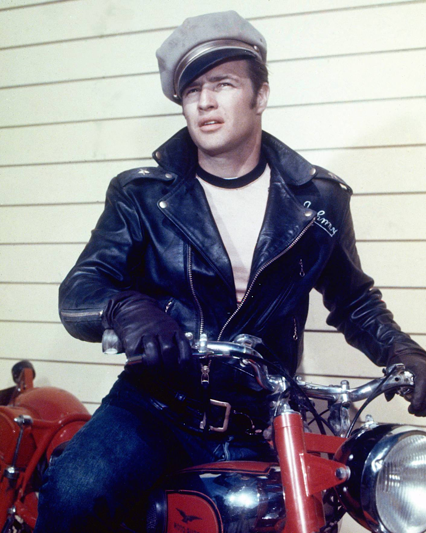 Mens Classic Leather Brando Jacket Biker Motorbike Motorcycle Vintage Perfecto 